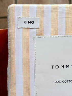 Tommy Hilfiger Laguna Beach Yellow Stripe Percale Cotton King Sheet Set